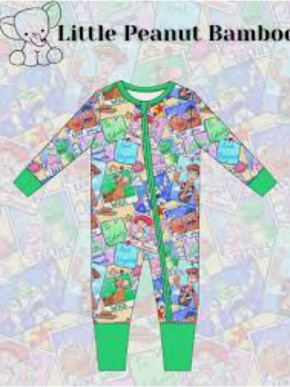 Toy Story Love You Disney Pixar Printed Green-Trim Kids Footie One Piece PJs - Picture 3 of 8